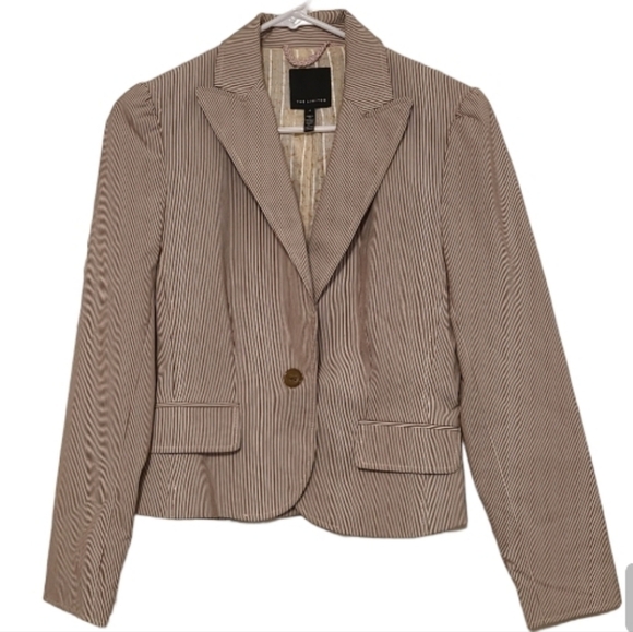 The Limited Stripe Blazer Jacket Button Sleeves with One Button and Pockets - Picture 1 of 5